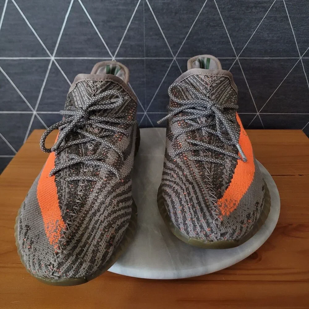 Adidas Yeezy Boost SPLY 350 V2 Carbon Beluga Reflective Orange Gray Sz 11.5